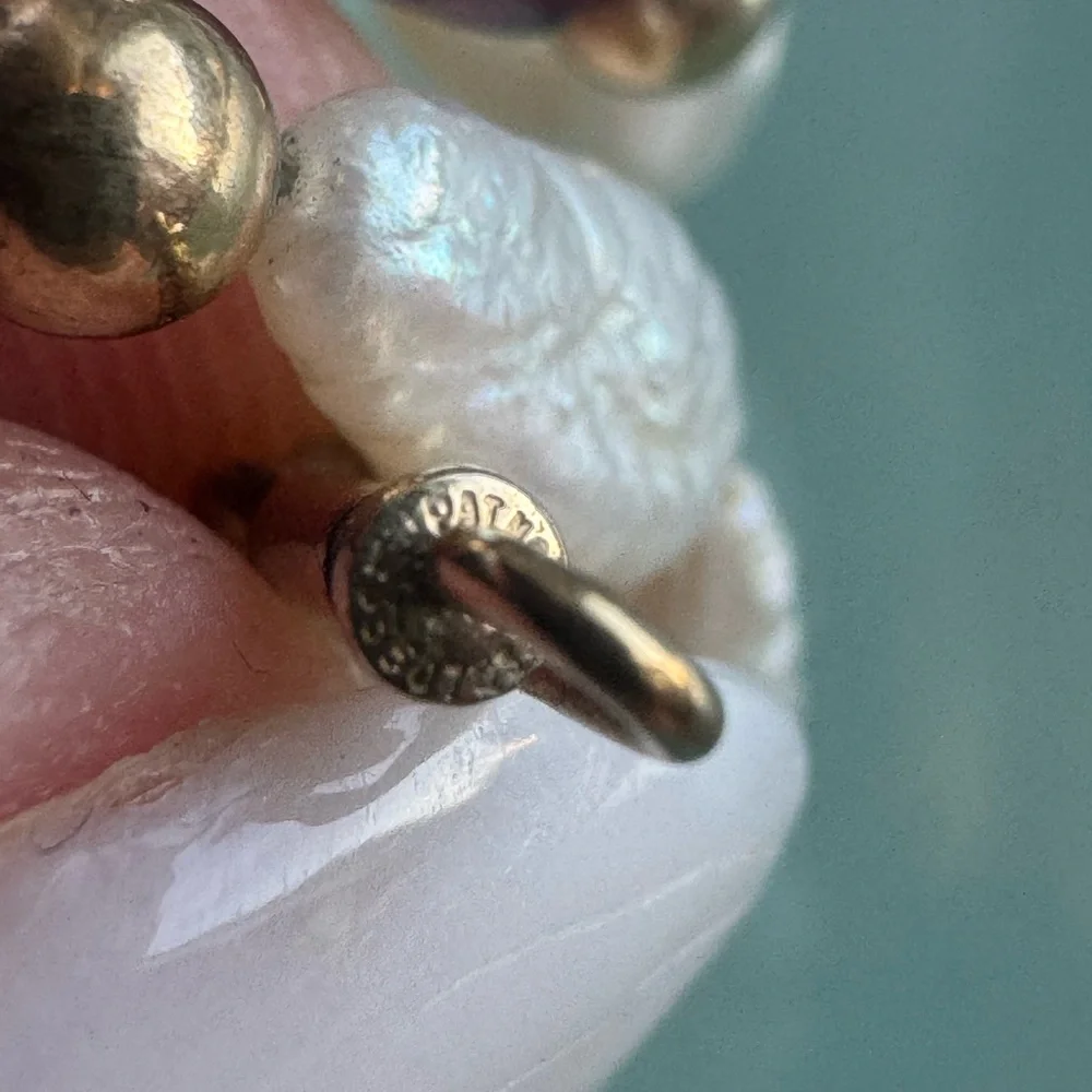 14k gold filled natural seed pearls and garnet long necklace - Picture 2 of 10